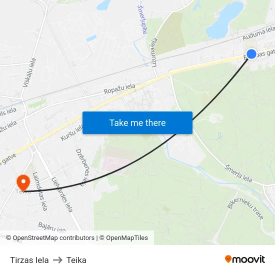 Tirzas Iela to Teika map