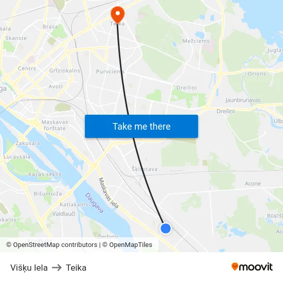 Višķu Iela to Teika map