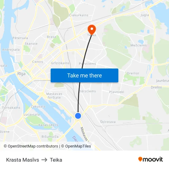 Krasta Masīvs to Teika map