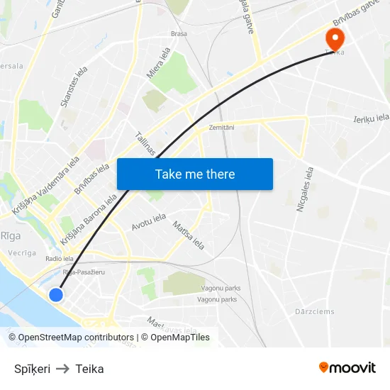 Spīķeri to Teika map