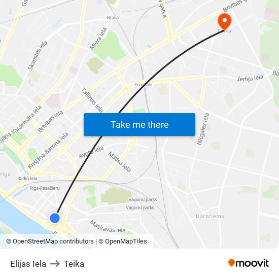 Elijas Iela to Teika map