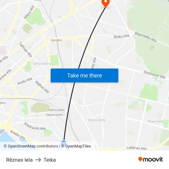 Rēznas Iela to Teika map