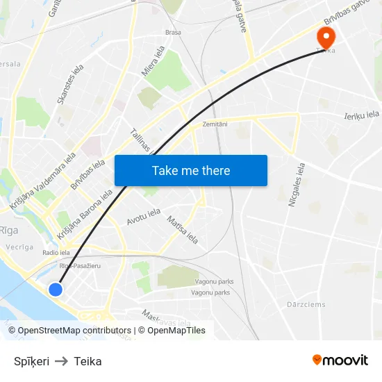 Spīķeri to Teika map