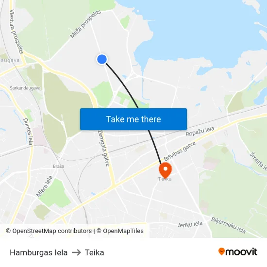 Hamburgas Iela to Teika map