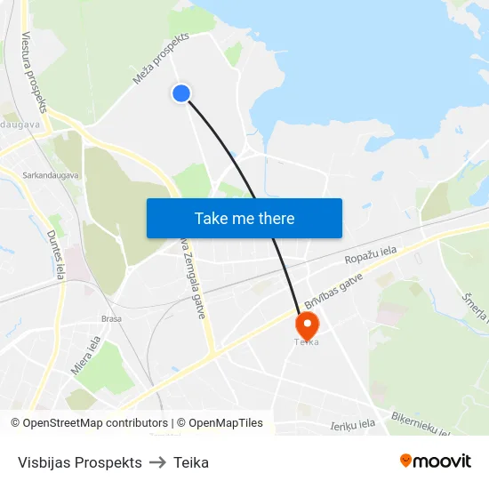 Visbijas Prospekts to Teika map