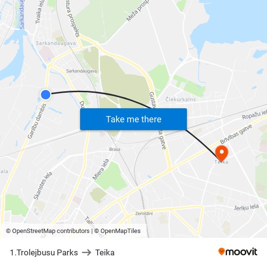 1.Trolejbusu Parks to Teika map