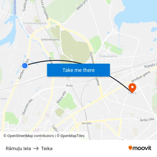Rāmuļu Iela to Teika map