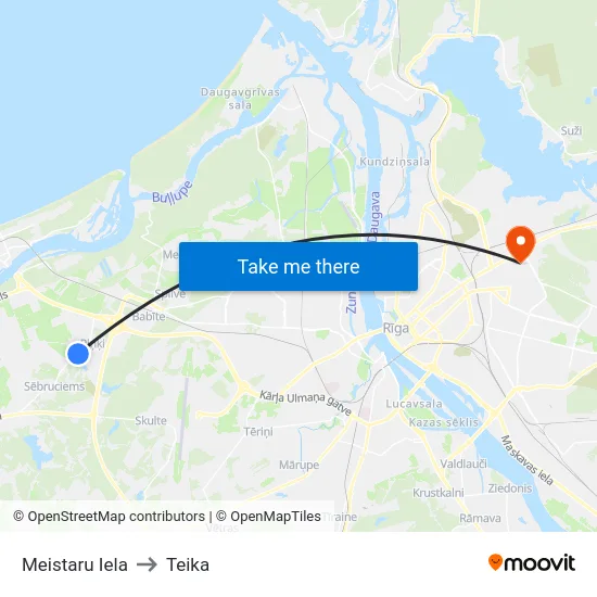 Meistaru Iela to Teika map