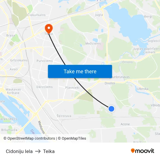 Cidoniju Iela to Teika map