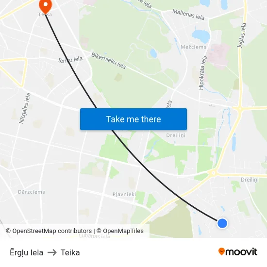 Ērgļu Iela to Teika map