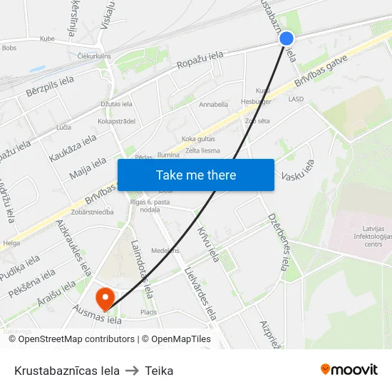 Krustabaznīcas Iela to Teika map