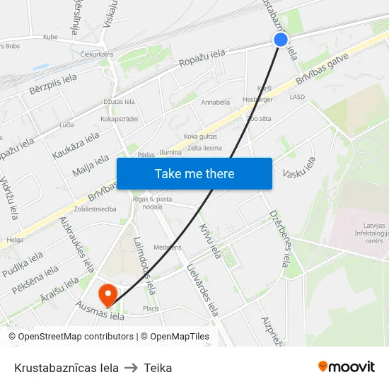 Krustabaznīcas Iela to Teika map