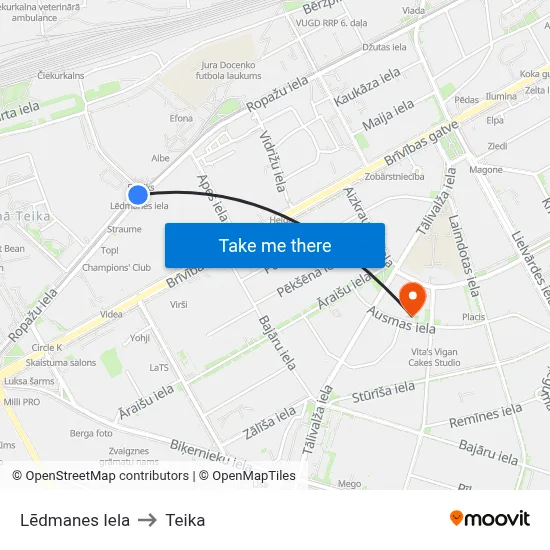 Lēdmanes Iela to Teika map