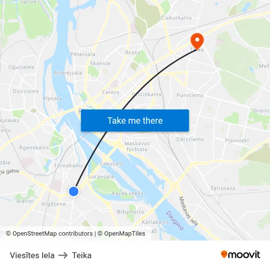 Viesītes Iela to Teika map