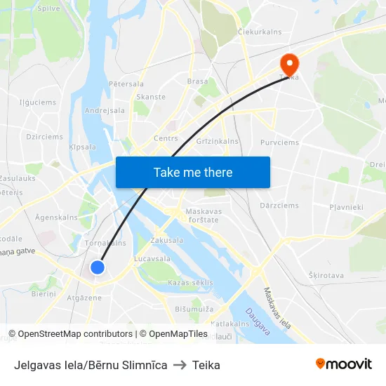 Jelgavas Iela/Bērnu Slimnīca to Teika map