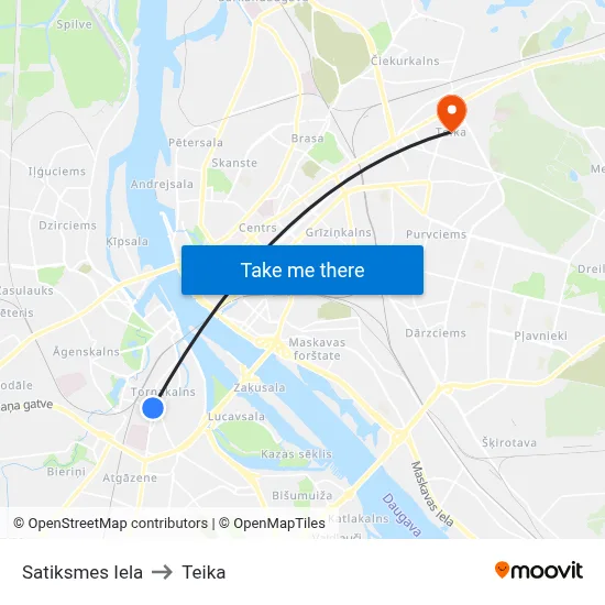Satiksmes Iela to Teika map
