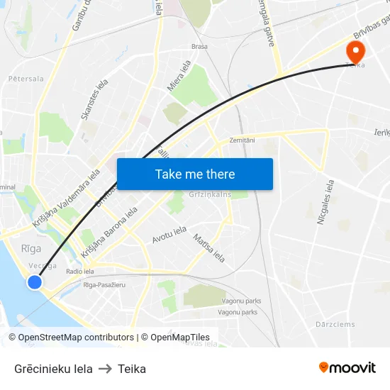 Grēcinieku Iela to Teika map