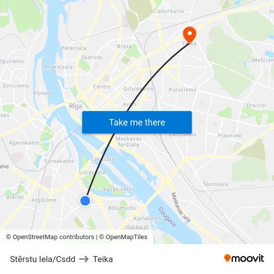 Stērstu Iela/Csdd to Teika map