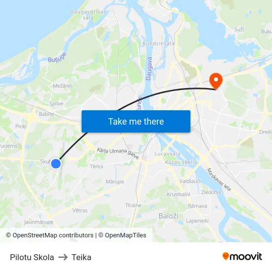 Pilotu Skola to Teika map