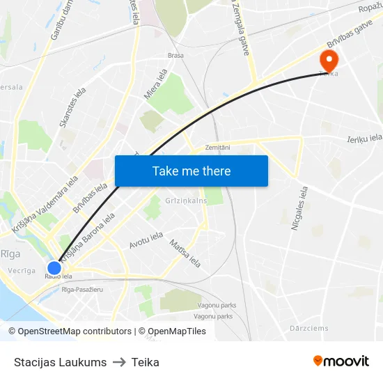 Stacijas Laukums to Teika map