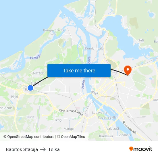 Babītes Stacija to Teika map