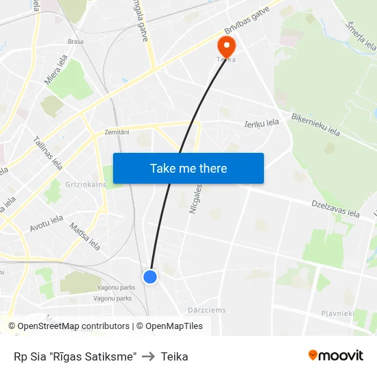 Rp Sia "Rīgas Satiksme" to Teika map