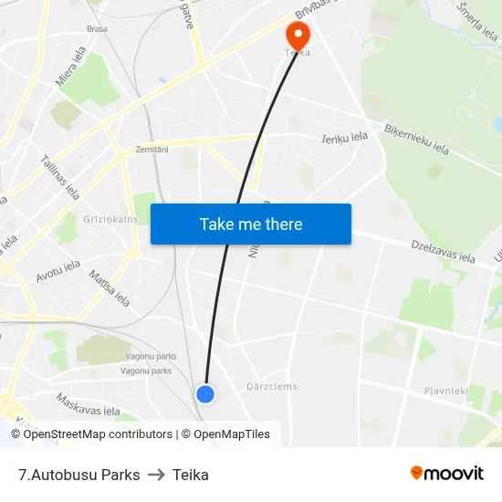 7.Autobusu Parks to Teika map