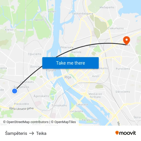 Šampēteris to Teika map