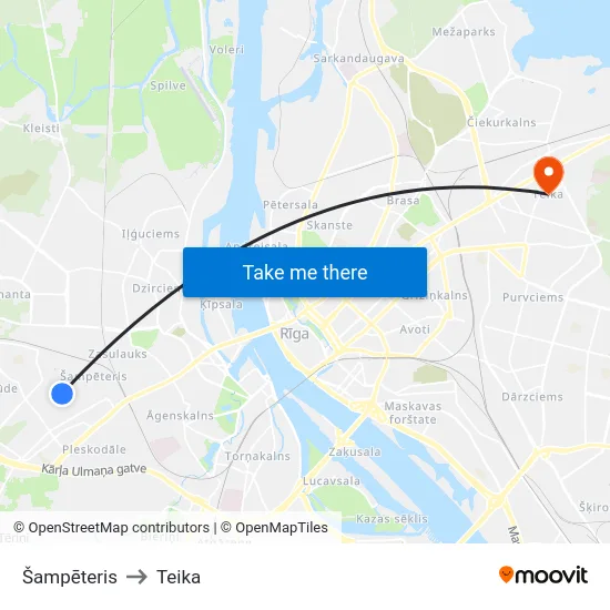 Šampēteris to Teika map