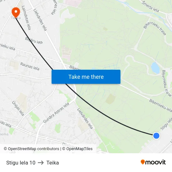 Stigu Iela 10 to Teika map
