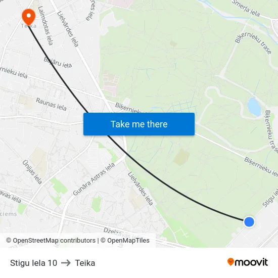 Stigu Iela 10 to Teika map