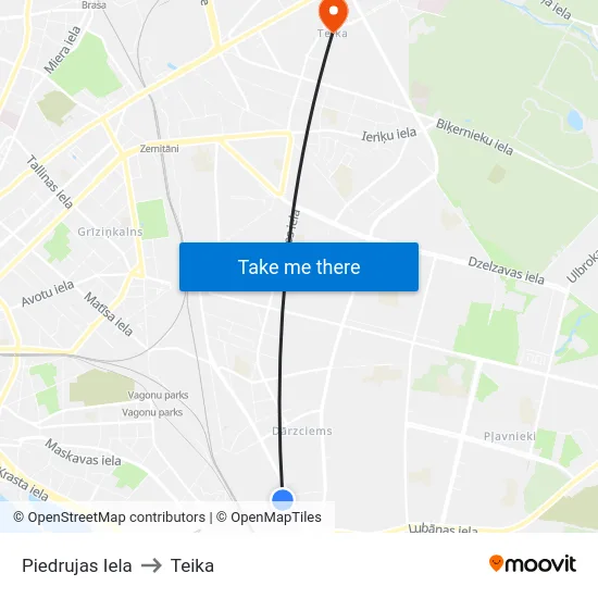 Piedrujas Iela to Teika map
