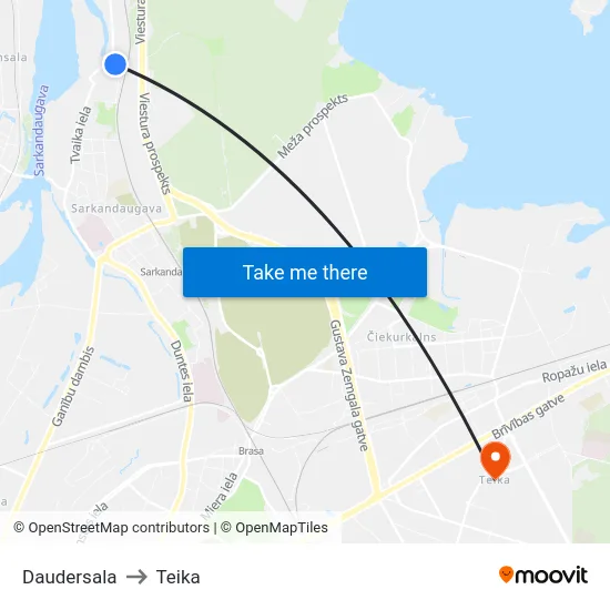 Daudersala to Teika map