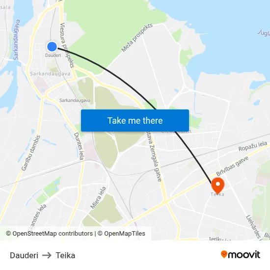 Dauderi to Teika map