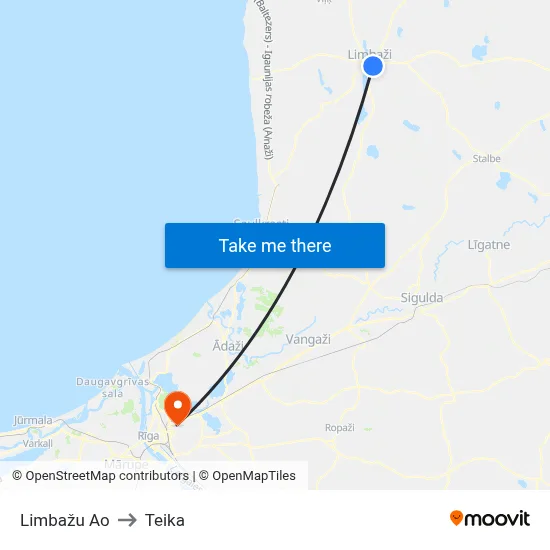 Limbažu Ao to Teika map