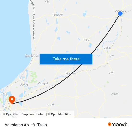 Valmieras Ao to Teika map