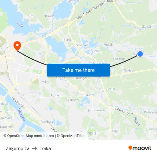 Zaķumuiža to Teika map