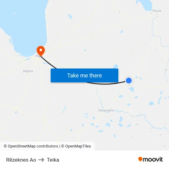 Rēzeknes Ao to Teika map