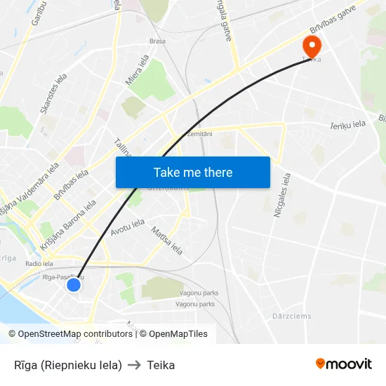 Rīga (Riepnieku Iela) to Teika map
