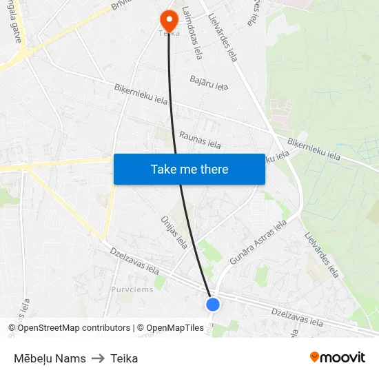 Mēbeļu Nams to Teika map