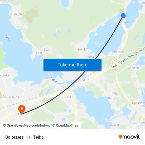 Baltezers to Teika map