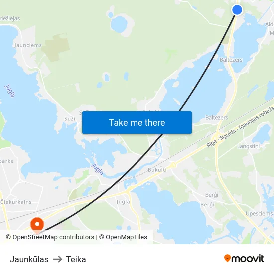 Jaunkūlas to Teika map