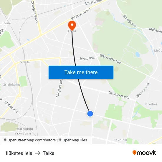 Ilūkstes Iela to Teika map