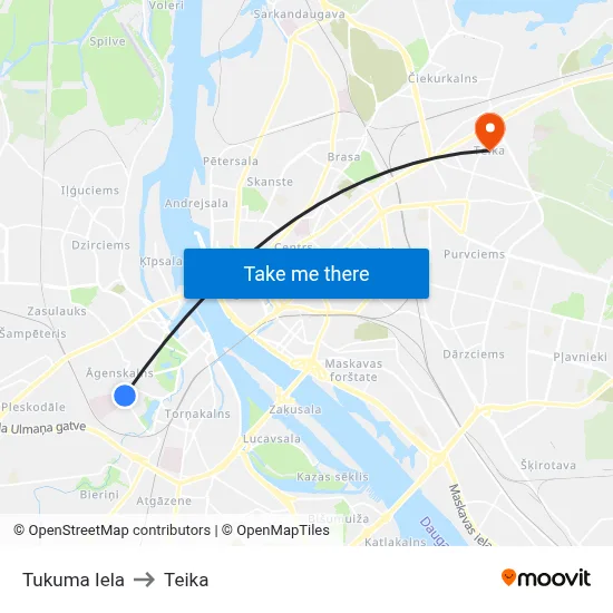 Tukuma Iela to Teika map