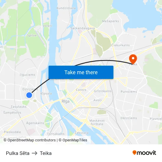 Pulka Sēta to Teika map