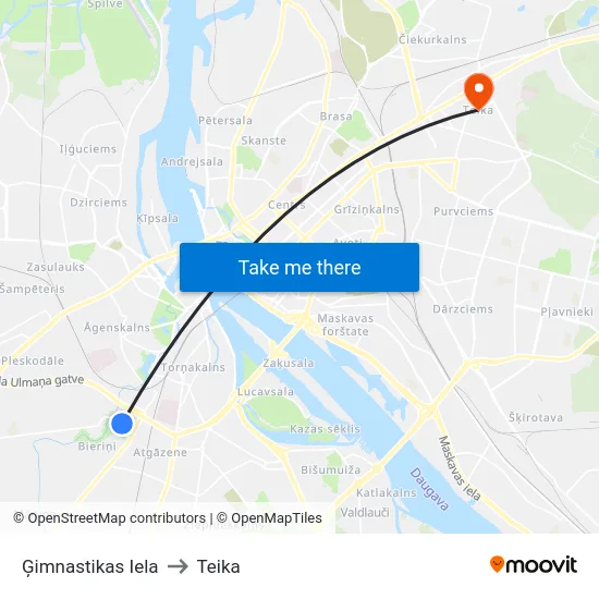 Ģimnastikas Iela to Teika map