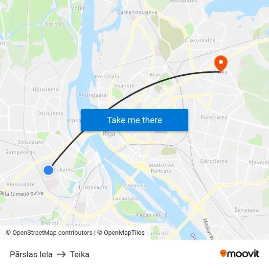 Pārslas Iela to Teika map
