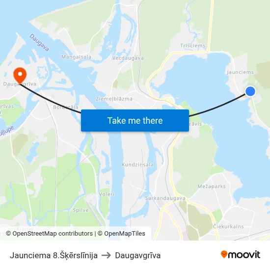 Jaunciema 8.Šķērslīnija to Daugavgrīva map