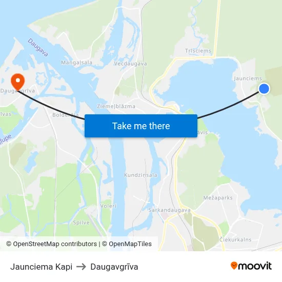 Jaunciema Kapi to Daugavgrīva map
