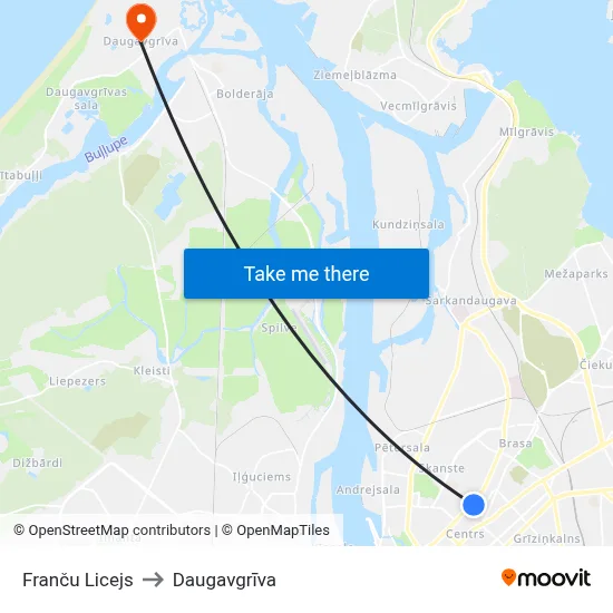 Franču Licejs to Daugavgrīva map